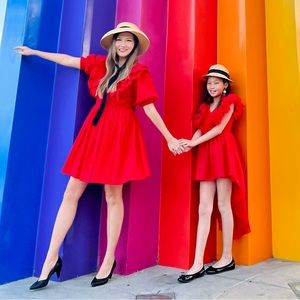 Red dress with ruffle detail